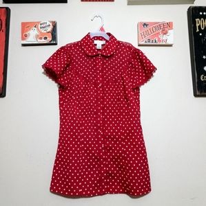 Rockabilly Polka Dot Button Up Top